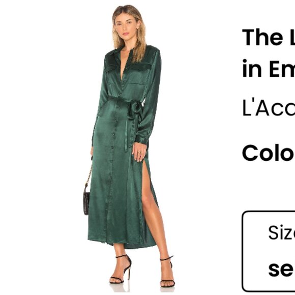 L'Acadamie The Long Sleeve Shirt Dress in Emerald - Picture 7 of 7